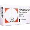 Nootropil 800 mg - Front view of a white pharmaceutical box with a red and orange circular design for piracetam tablets by UCB.
