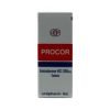 Procor 200 mg - Front view of a white pharmaceutical box with a red center section for amiodarone HCl tablets by Unipharm.