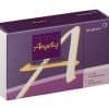 Angeliq (Estradiol / Drospirenone, Estrofem) Angelique - Purple and white manufacturer box for 1 mg/2 mg estradiol and drospirenone filmtabletten by Jenapharm.