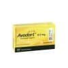 Avodart 0.5 mg - Yellow and white manufacturer box for dutasteride soft capsules by GlaxoSmithKline.