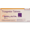 Brilinta (Ticagrelor) 60mg - Brilinta 60 mg - Horizontal view of a white and tan manufacturer box for ticagrelor tablets with AstraZeneca branding.