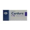 Cardura 1 mg - White manufacturer box for doxazosin mesylate tablets with Pfizer branding and blue accents.