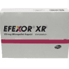 Efexor XR 150 mg - White pharmaceutical box for venlafaxine mikropellet kapsül with Pfizer branding and a bold red accent strip.