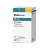 Jardiance 25 mg - Vertical view of a white and teal manufacturer box for empagliflozin tablets by Boehringer Ingelheim.