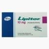 Lipitor / Atorvastatin /Torid - Lipitor 10 mg - White pharmaceutical box for atorvastatin film-coated tablets with Pfizer branding and a purple accent.