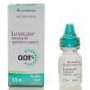Lumigan (Bimatoprost) - Lumigan 0.01% - White pharmaceutical dropper bottle and manufacturer box for bimatoprost ophthalmic solution by Allergan.