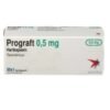 Prograft 0.5 mg - White manufacturer box for tacrolimus capsules with Astellas branding.