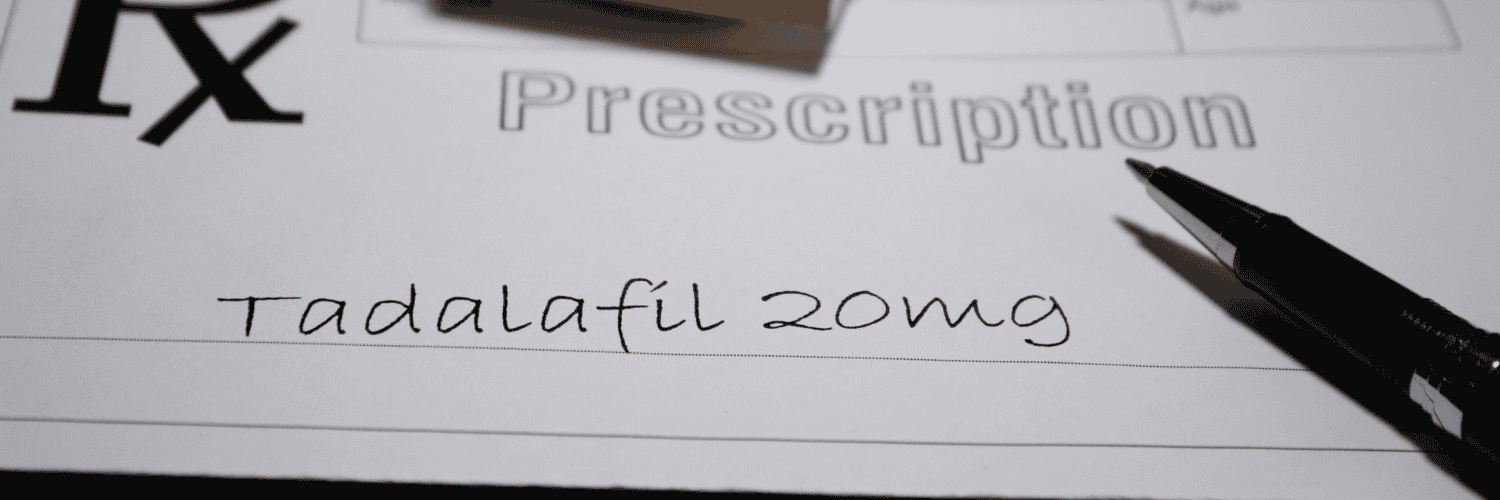 Sildenafil vs Tadalafil: An Honest Comparison - Tadalafil 20mg - Hand-written prescription for Tadalafil 20mg on a white medical form with a silver pen.